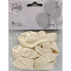 Valged õhupallid, 10 tk., 20,3 cm